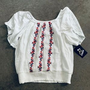 Girls 7 8 Top white floral NWT